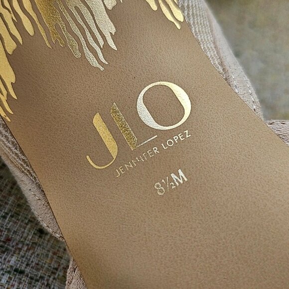 J LO Jennifer Lopez Women Heel sandal Pump Beige Textile Upper Shoe Size 8.5M - Picture 11 of 12